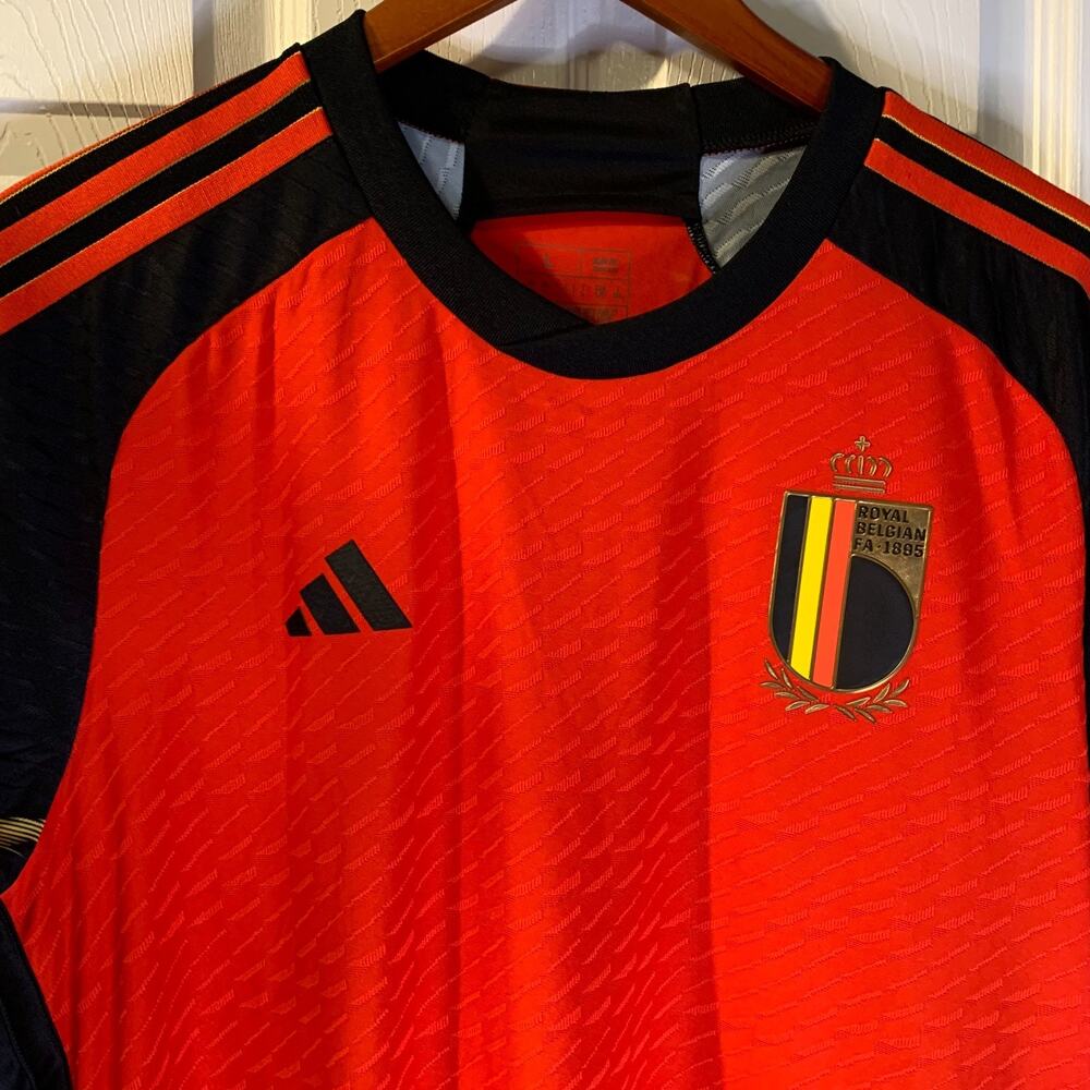 Adidas Belgium 2022 National Team Jersey Size L Red Devils Flames Slim HD9413 - Picture 3 of 12